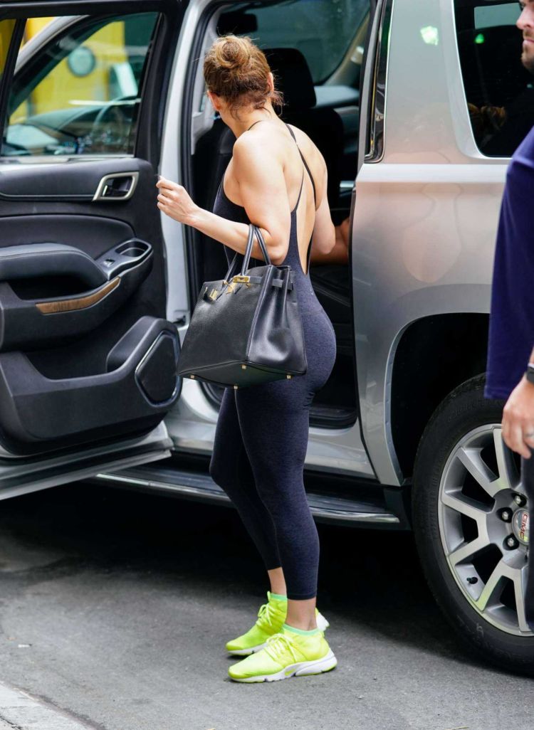 Jennifer Lopez Candids In Tights, Out In New York