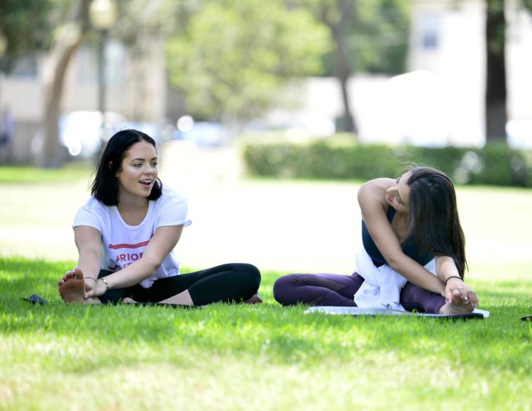 Pretty Rebecca Black Practicing Yoga In A Park