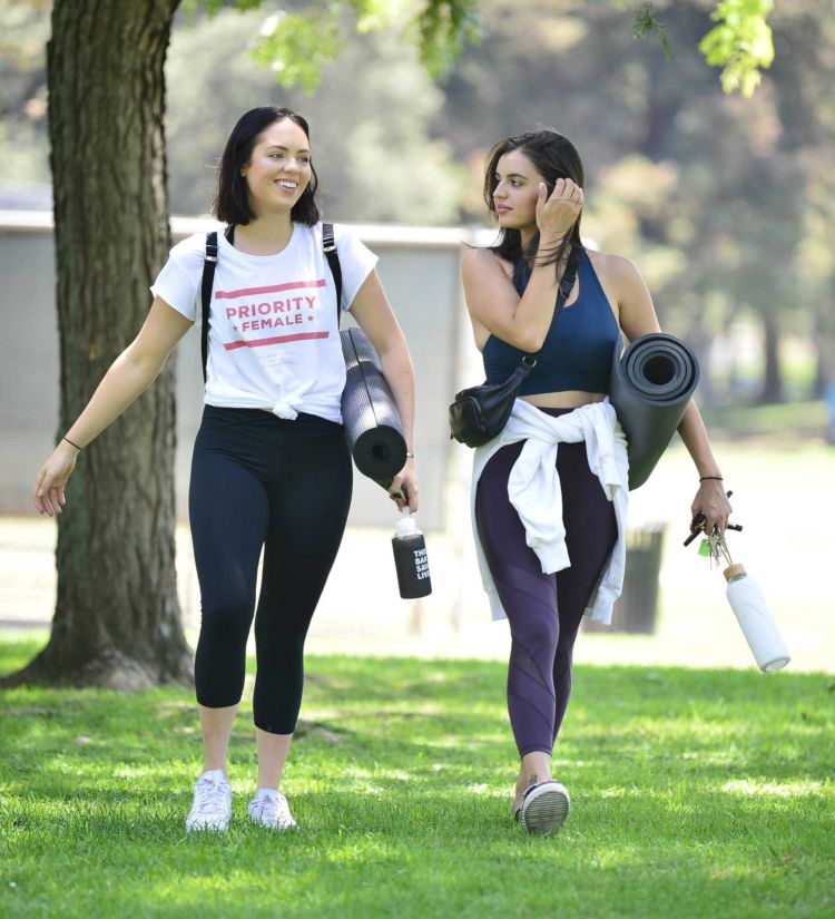 Pretty Rebecca Black Practicing Yoga In A Park