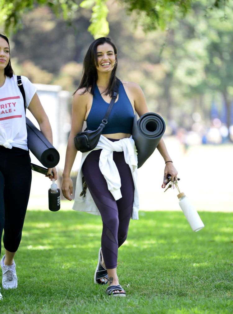 Pretty Rebecca Black Practicing Yoga In A Park