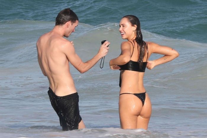 Alexis Ren On A Vacation In Black Bikini At A Beach In Tulum