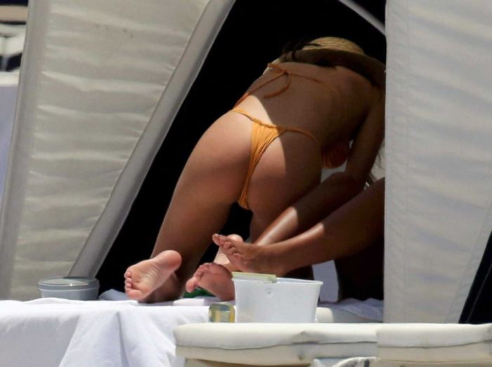 Emily Ratajkowski Candids In An Orange Bikini At Miami Beach
