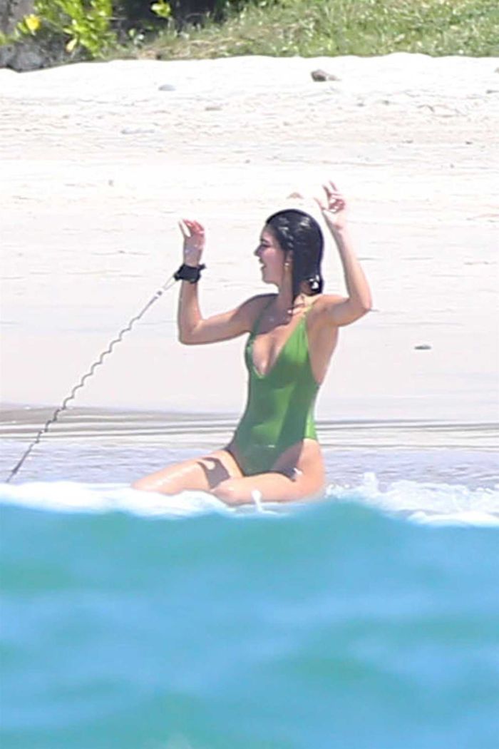 Kendall Jenner Enjoys Swimsuit Surfing In Mexico