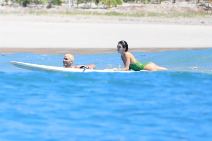 Kendall Jenner Enjoys Swimsuit Surfing In Mexico