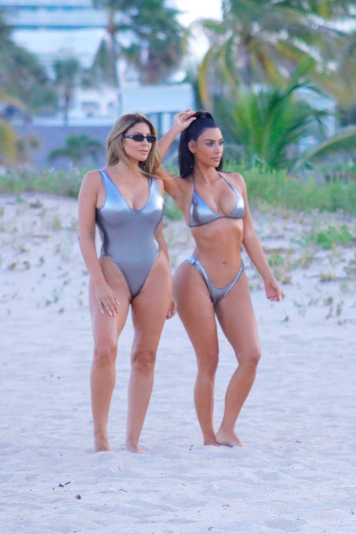 Kim Kardashian And Her Best Friend Larsa Pippen Pose Together In Metallic Swimsuits