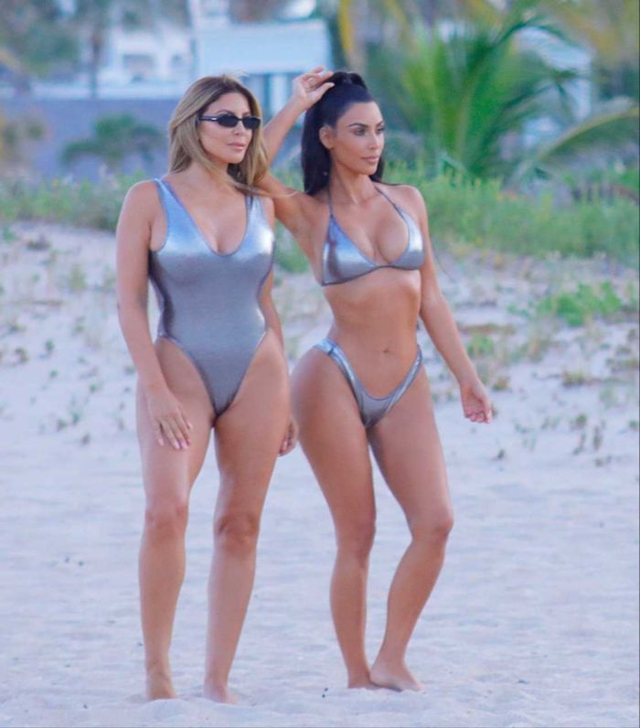 Kim Kardashian And Her Best Friend Larsa Pippen Pose Together In Metallic Swimsuits