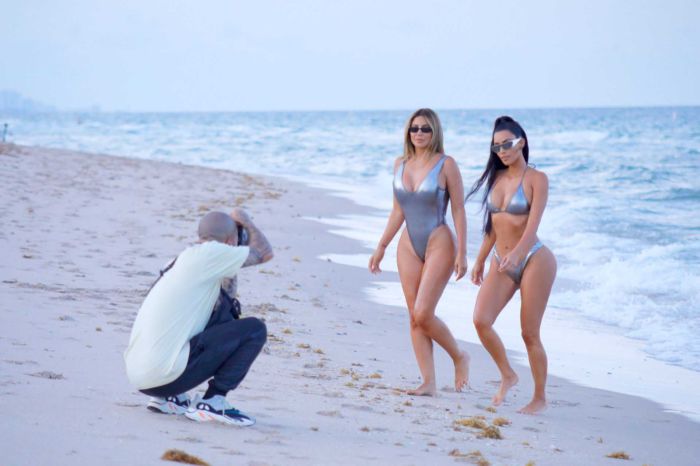 Kim Kardashian And Her Best Friend Larsa Pippen Pose Together In Metallic Swimsuits