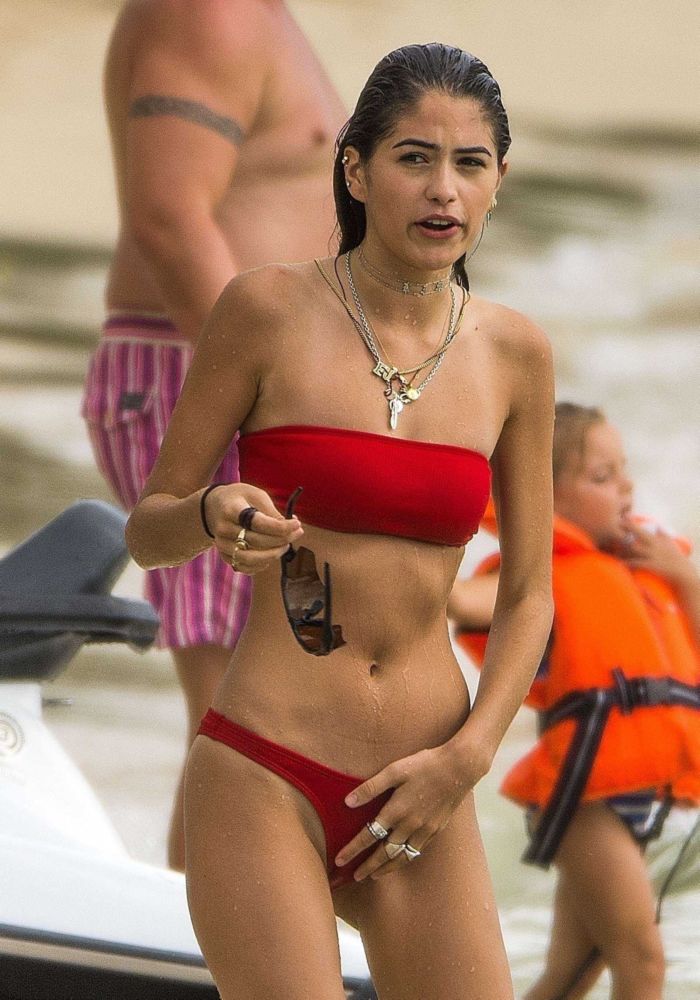 Kim Turnbull At The Barbados Beach In Red Bikini