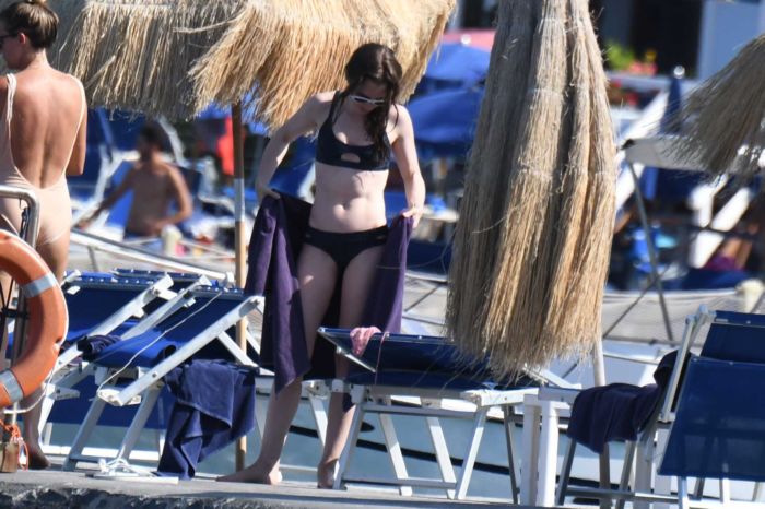 Lily Collins Bikini Vacation In Ischia, Italy