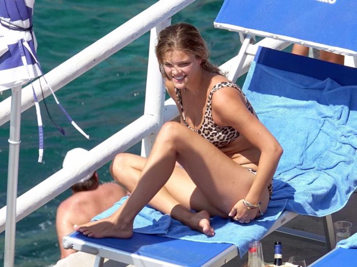 Nina Agdal In A Leapord Bikini On A Vacation In Capri