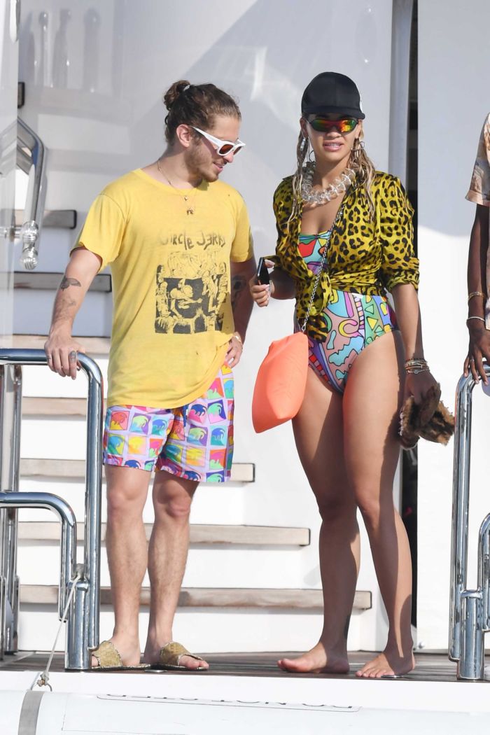 Rita Ora Enjoying In Swimsuit On A Yacht In Porto Cervo